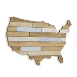 Kirkland's Home Wood And Metal Plank Usa Map Wall Plaque- Wall Plaques