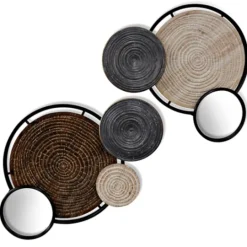 Kirkland's Home Wood And Metal Plates With Mirrors, Set Of 2- Wall Plaques