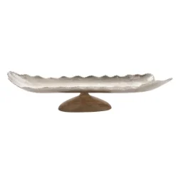 Kirkland's Home Wood And Metal Scalloped Rim Tray- Decorative Trays