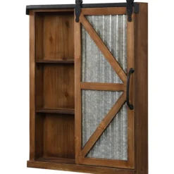 Kirkland's Home Wood And Metal Sliding Barn Door Wall Cabinet- Decorative Mirrors