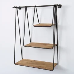 Kirkland's Home Wood And Metal 3-Tiered Hanging Wall Shelf- Shelves