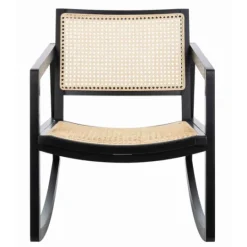 Kirkland's Home Wood And Natural Rattan Rocking Chair- Accent Chairs