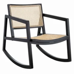 Kirkland's Home Wood And Natural Rattan Rocking Chair- Accent Chairs