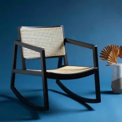 Kirkland's Home Wood And Natural Rattan Rocking Chair- Accent Chairs