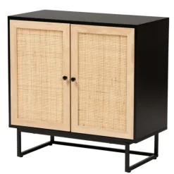 Kirkland's Home Wood And Rattan 2-Door Cabinet- Cabinets & Sideboards