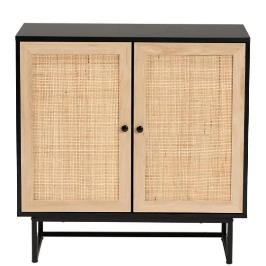 Kirkland's Home Wood And Rattan 2-Door Cabinet- Cabinets & Sideboards