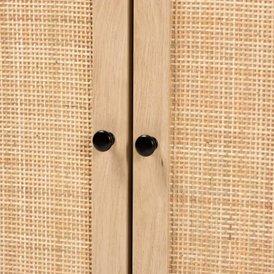 Kirkland's Home Wood And Rattan 2-Door Cabinet- Cabinets & Sideboards