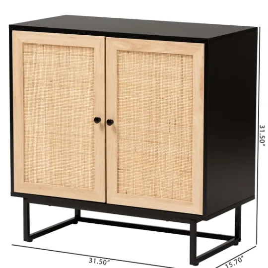 Kirkland's Home Wood And Rattan 2-Door Cabinet- Cabinets & Sideboards