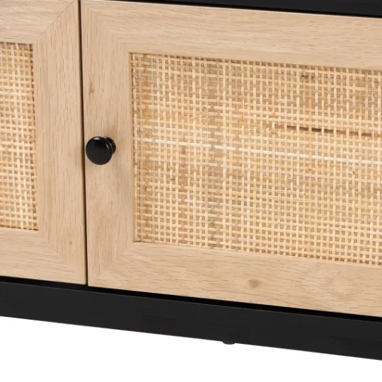 Kirkland's Home Wood And Rattan 3-Door Tv Stand- Tv Stands & Media Consoles