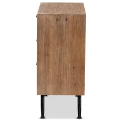 Kirkland's Home Wood And Rattan 3-Drawer Cabinet- Cabinets & Sideboards