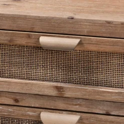 Kirkland's Home Wood And Rattan 3-Drawer Cabinet- Cabinets & Sideboards