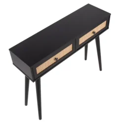 Kirkland's Home Wood And Rattan 2-Drawer Console Table- Entryway Furniture