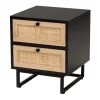Kirkland's Home Wood And Rattan 2-Drawer Nightstand- Nightstands
