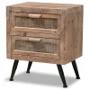 Kirkland's Home Wood And Rattan 2-Drawer Nightstand- Nightstands