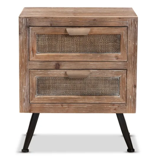 Kirkland's Home Wood And Rattan 2-Drawer Nightstand- Nightstands