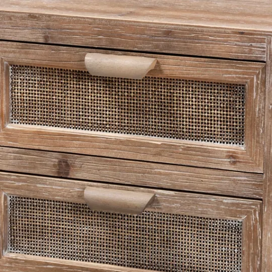 Kirkland's Home Wood And Rattan 2-Drawer Nightstand- Nightstands