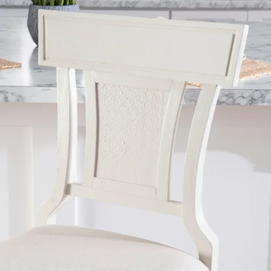 Kirkland's Home Wood And Rattan Upholstered Counter Stool- Bar Stools & Counter Height Stools