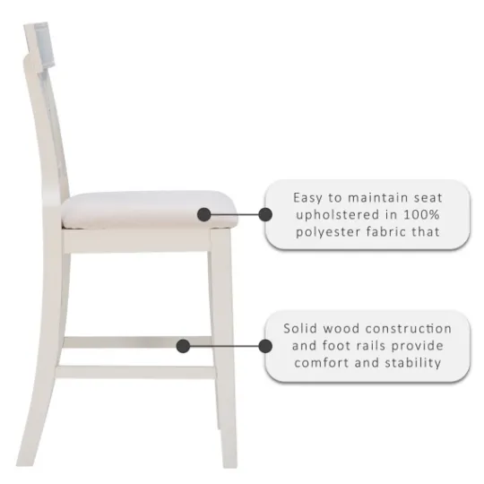 Kirkland's Home Wood And Rattan Upholstered Counter Stool- Bar Stools & Counter Height Stools