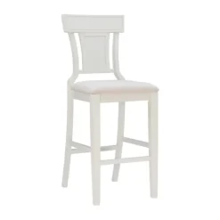 Kirkland's Home Wood And Rattan Upholstered Bar Stool- Bar Stools & Counter Height Stools