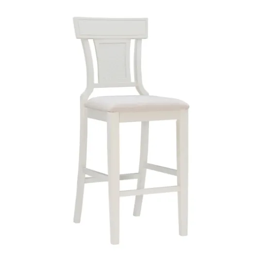 Kirkland's Home Wood And Rattan Upholstered Bar Stool- Bar Stools & Counter Height Stools