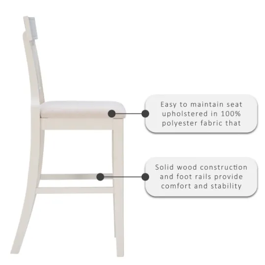 Kirkland's Home Wood And Rattan Upholstered Bar Stool- Bar Stools & Counter Height Stools