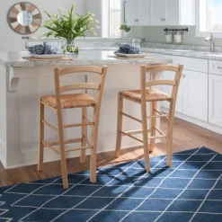 Kirkland's Home Wood And Seagrass Counter Stools, Set Of 2- Bar Stools & Counter Height Stools