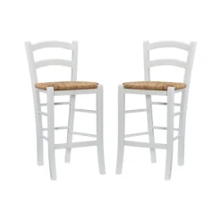Kirkland's Home Wood And Seagrass Counter Stools, Set Of 2- Bar Stools & Counter Height Stools