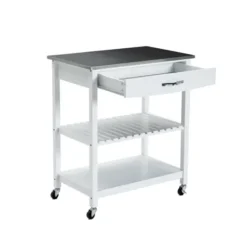 Kirkland's Home Wood And Stainless Steel Top Kitchen Cart- Kitchen Islands & Bar Carts