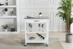 Kirkland's Home Wood And Stainless Steel Top Kitchen Cart- Kitchen Islands & Bar Carts
