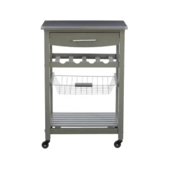 Kirkland's Home Wood And Stainless Steel Kitchen Cart- Kitchen Islands & Bar Carts