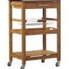 Kirkland's Home Wood And Stainless Steel 3-Tier Kitchen Cart- Kitchen Islands & Bar Carts