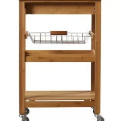 Kirkland's Home Wood And Stainless Steel 3-Tier Kitchen Cart- Kitchen Islands & Bar Carts