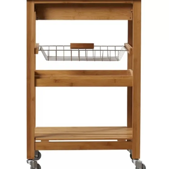 Kirkland's Home Wood And Stainless Steel 3-Tier Kitchen Cart- Kitchen Islands & Bar Carts