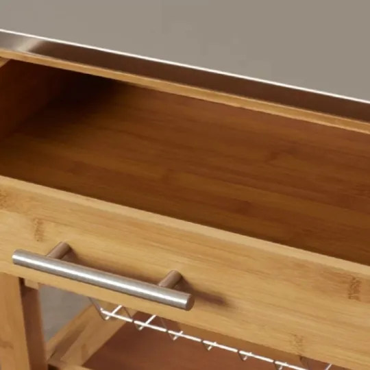 Kirkland's Home Wood And Stainless Steel 3-Tier Kitchen Cart- Kitchen Islands & Bar Carts