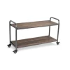 Kirkland's Home Wood And Steel Frame 2-Tier Rolling Cart- Kitchen Islands & Bar Carts