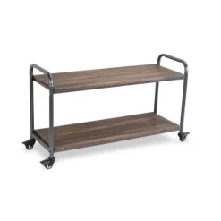 Kirkland's Home Wood And Steel Frame 2-Tier Rolling Cart- Kitchen Islands & Bar Carts