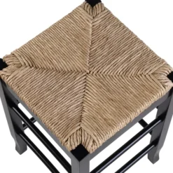 Kirkland's Home Wood And Woven Rush Counter Stool- Bar Stools & Counter Height Stools