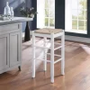 Kirkland's Home Wood And Woven Rush Square Bar Stool- Bar Stools & Counter Height Stools