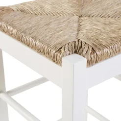 Kirkland's Home Wood And Woven Rush Square Bar Stool- Bar Stools & Counter Height Stools