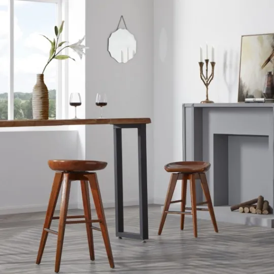 Kirkland's Home Wood Backless Swivel Counter Stool- Bar Stools & Counter Height Stools