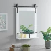 Kirkland's Home Wood Barn Door Frame With Shelf Wall Mirror- Decorative Mirrors