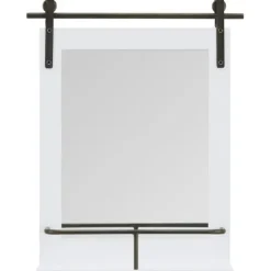 Kirkland's Home Wood Barn Door Frame With Shelf Wall Mirror- Decorative Mirrors