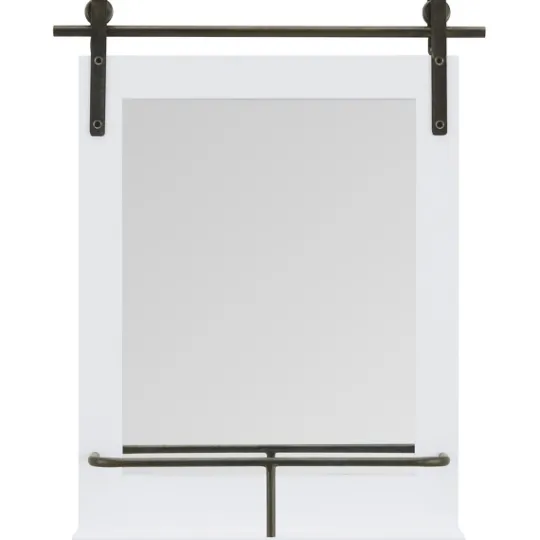 Kirkland's Home Wood Barn Door Frame With Shelf Wall Mirror- Decorative Mirrors