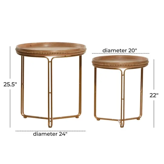 Kirkland's Home Wood Beaded Nesting Side Tables, Set Of 2- Accent & End Tables
