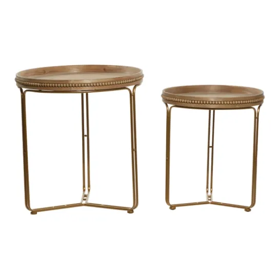 Kirkland's Home Wood Beaded Nesting Side Tables, Set Of 2- Accent & End Tables