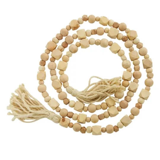 Kirkland's Home Wood Beads Cream Tassel Garland- Decorative Accents