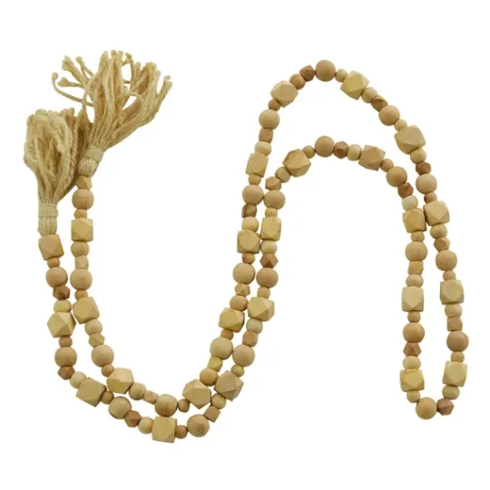 Kirkland's Home Wood Beads Cream Tassel Garland- Decorative Accents