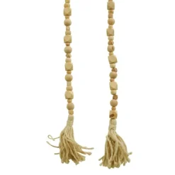 Kirkland's Home Wood Beads Cream Tassel Garland- Decorative Accents