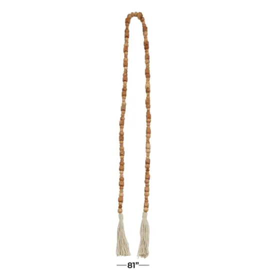 Kirkland's Home Wood Beads Cream Tassel Garland- Decorative Accents