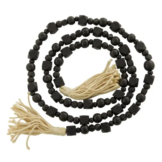 Kirkland's Home Wood Beads Cream Tassel Garland- Decorative Accents